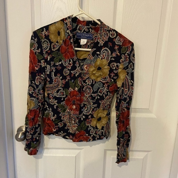 Vintage 1980’s Norton McNaughton Long Sleeve Button Blouse Blazer Made In USA - Picture 1 of 6